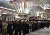 Hassan Khomeini leads prayers at Imam Shrine