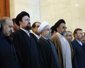 Iranian president and his senior ministers paying tribute to the founder of Islamic Republic 