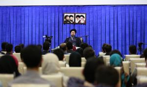 Members of Islamic student organization from Tehran University meet Ayatollah Seyyed Hassan Khomeini 