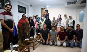 A group of foreign professors and researchers meet Dr. Fatima Tabatabe’i 