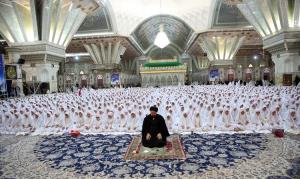 Schoolgirls at a ceremony pledge to perform their religious duties  