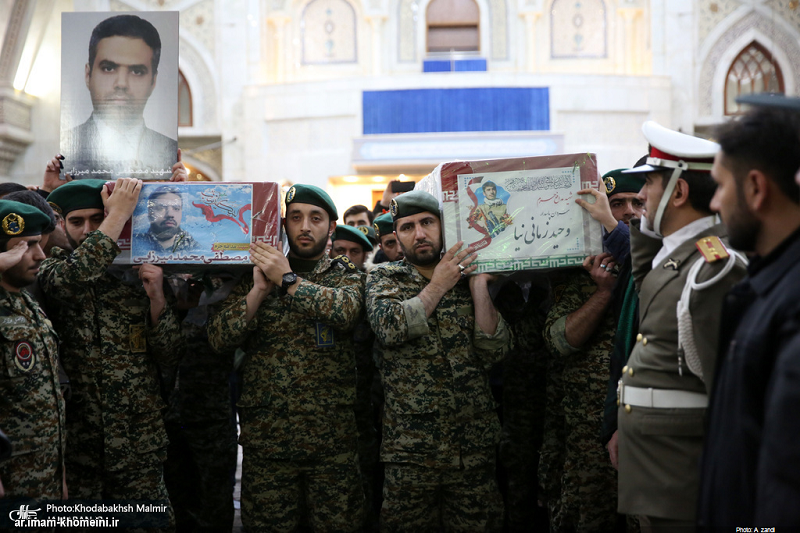A farewell ceremony with the bodies of the the resistance martyrs at the holy mausoleum of Imam Khomeini  