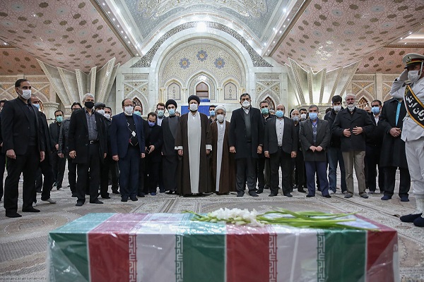 Seyyed Hassan Khomeini in the ceremony Martyr Fakhrizadeh casket taken to Imam Khomeini`s holy mausoleum for paying tribute