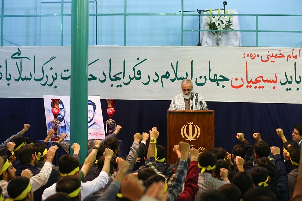 Members of students` Basij volunteer force hold gathering at Hosseinieh Jamaran 
