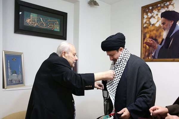 Salah zuwari, the former Palestinian ambassador, meets Seyyed Hassan Khomeini.