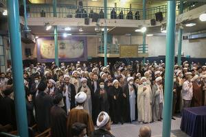A group of clerics and clergymen at Hosseinieh Jamaran vow allegiance with Imam`s ideals.