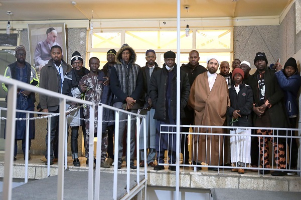 A group of seminary students from Africa visit Imam`s house and Jamaran art gallery complex .
