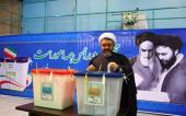 The voting process of the 12th election cycle of the Islamic Council and the 6th cycle of the Assembly of Leadership Experts in Hosseinieh Jamaran.