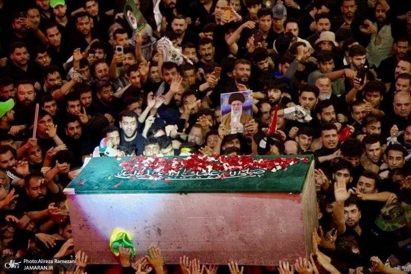 Funeral ceremony of the martyred leader, Grand Ayatollah Seyyed Ali Khamenei, in Karbala