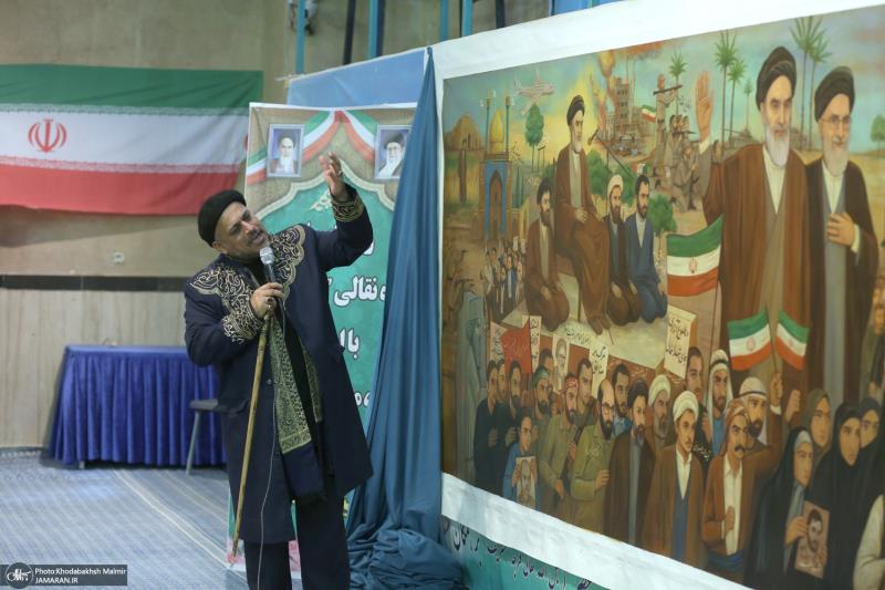 A portrait and screen of  beloved Imam unveiled at Hosseiniya Jamaran