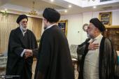 Ayatollah Seyyed Hassan Khomeini holds a meeting with Hojjat al  Islam Seyyed Hadi Khamenei.