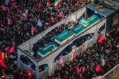 Funeral procession for the martyred leader of the Islamic Revolution in the holy city of Mashhad.