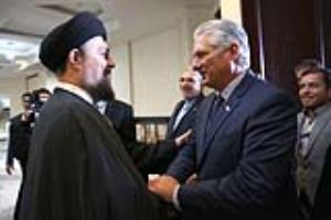 Rencontre du président cubain avec Seyed Hassan Khomeiny (ra)